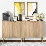 Vrullu Fluted Storage Cabinet, Free Standing Buffet, Wood Sideboard, Multifunctional Accent Storage for Living Room, Hallway, Entryway, Dining Room (1, Oak)