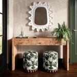 Tov Furniture Dex Olive Green Leopard Jacquard Ottoman