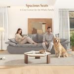 Vesgantti 86.6" Cloud Couch for Living Room, Modern 3 Seater Sailboat Sofa with Deep Seat, Comfy Chenille Upholstered Boneless Couch with Curved Armrest, No Assembly Required, Light Grey