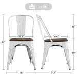 Yaheetech Metal Dining Chairs Set of 4, Industrial Stackable Kitchen Chairs with Wood Top Seat for Dining Room/Restaurant/Bistro/Patio, Indoor & Outdoor Use, White