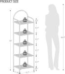 Hzuaneri Bookcase Bookshelf, Tempered Glass Bookshelves, Slim Shelving Unit for Bedroom, Bathroom, Home Office, Steel Frame, 5 Tier Gold BC05001G