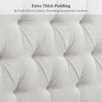 koorlian King Size Bed Frame,Chenille Upholstered Bed Frame, Sleigh Platform Bed with 51" Tall Wingback Headboard 27" Scroll Footboard,Luxury Deep Curved Tufted,No Box Spring Required,Cream