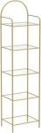 Hzuaneri Bookcase Bookshelf, Tempered Glass Bookshelves, Slim Shelving Unit for Bedroom, Bathroom, Home Office, Steel Frame, 5 Tier Gold BC05001G