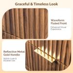 VINGLI Fluted Tall Dresser 5 Drawer, 23.66" W Chest of Drawers, Walnut Wood Dresser for Bedroom Mid Century Modern with Rounded Edge, 23.66" W*15.59" D*44.88" H