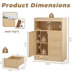 SMORBOSS Coffee Bar Cabinet with Storage, Fluted Buffet Sideboard Cabinet with 3 Drawers & Adjustable Shelf, Rounded Edge Modern Storage Cabinet for Dining Room, Kitchen, Living Room, Entryway, Oak