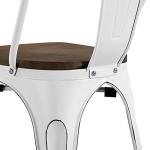 Yaheetech Metal Dining Chairs Set of 4, Industrial Stackable Kitchen Chairs with Wood Top Seat for Dining Room/Restaurant/Bistro/Patio, Indoor & Outdoor Use, White