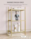Hzuaneri Bookcase Bookshelf, Tempered Glass Bookshelves, Slim Shelving Unit for Bedroom, Bathroom, Home Office, Steel Frame, 5 Tier Gold BC05001G
