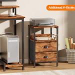 Furologee Night Stand Set of 2, Nightstand with 2 Fabric Drawers, Bed Side Table with Open Shelf, Wooden Top, Hooks, Backboard Design, End Table for Bedroom, Study, Hallway, Brown