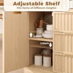 SMORBOSS Coffee Bar Cabinet with Storage, Fluted Buffet Sideboard Cabinet with 3 Drawers & Adjustable Shelf, Rounded Edge Modern Storage Cabinet for Dining Room, Kitchen, Living Room, Entryway, Oak