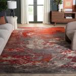 SAFAVIEH Area Rug 8x10 - Madison Collection - Large - Grey & Orange, Boho Abstract Design, Non-Shedding & Easy Cleaning, Ideal for Living Room, Bedroom, Office, Dining Space (MAD440G)