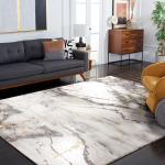 SAFAVIEH Craft Collection Area Rug - 8' x 10', Grey & Gold, Modern Abstract Design, Non-Shedding & Easy Care, Ideal for High Traffic Areas in Living Room, Bedroom (CFT877F)