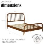DG Casa Wesley Solid Wood Queen Size Bed Frame - Mid Century Modern Style, Platform with Spindle Headboard and Footboard, No Box Spring Required, Walnut Finish