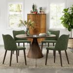 COLAMY Upholstered Dining Chairs Set of 4, Modern PU Leather Dining Room Kitchen Side Chair with Padded Seat and Wood Legs Restaurant/Cafe, Green