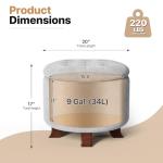 Magshion Round Ottoman, Ottoman with Storage, 20 Dia. x 17 H Inches Foot Rest Stool with Legs for Bedroom, Living Room, Decorative Home Furniture, Light Gray