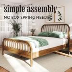 DG Casa Wesley Solid Wood Queen Size Bed Frame - Mid Century Modern Style, Platform with Spindle Headboard and Footboard, No Box Spring Required, Walnut Finish