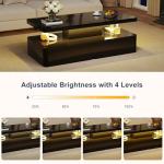 MXV Modern Coffee Table, 40 Inches Coffee Tables with 16 Colors LED Lights, 2 Tier Rectangular Center Table, Large Storage Space, High Glossy Wooden Tea Table for Living Room, Bedroom, Office, Black