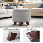 Magshion Round Ottoman, Ottoman with Storage, 20 Dia. x 17 H Inches Foot Rest Stool with Legs for Bedroom, Living Room, Decorative Home Furniture, Light Gray
