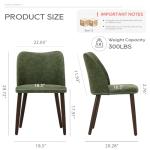 COLAMY Upholstered Dining Chairs Set of 4, Modern PU Leather Dining Room Kitchen Side Chair with Padded Seat and Wood Legs Restaurant/Cafe, Green