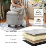 Magshion Round Ottoman, Ottoman with Storage, 20 Dia. x 17 H Inches Foot Rest Stool with Legs for Bedroom, Living Room, Decorative Home Furniture, Light Gray