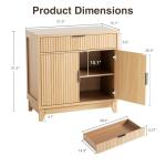 Vabches Fluted Sideboard Buffet Cabinet with Storage, 32" Wide Coffee Bar Console Table with Drawer, Fluted Doors & Adjustable Shelf, Wood Buffet Table for Living Room, Kitchen Dining Room, Oak