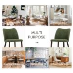 COLAMY Upholstered Dining Chairs Set of 4, Modern PU Leather Dining Room Kitchen Side Chair with Padded Seat and Wood Legs Restaurant/Cafe, Green