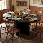 GarveeHome Kitchen Table for 4-8 People, Extendable Round Dining Room Table for Kitchen, 59 Inch Oval Table for Dining Room, Black(Table Only)