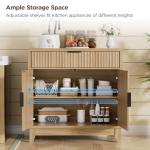 Vabches Fluted Sideboard Buffet Cabinet with Storage, 32" Wide Coffee Bar Console Table with Drawer, Fluted Doors & Adjustable Shelf, Wood Buffet Table for Living Room, Kitchen Dining Room, Oak