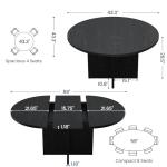 GarveeHome Kitchen Table for 4-8 People, Extendable Round Dining Room Table for Kitchen, 59 Inch Oval Table for Dining Room, Black(Table Only)