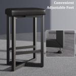 IDEALHOUSE Bar Stools Set of 4, 24.6" Counter Height Backless Barstools, Upholstered PU Leather Seats with Metal X-Frame & Footrest, Modern Kitchen Stools for Home Bar, Dining Room, Black