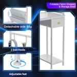 Jakyitvi 33.7" Computer Desk with Power Outlets, LED Lights & Drawer, Small Office Desk with Storage Bag & Hooks, Gaming Desk for Bedrooms or Home Office, Compact Study Desk for Small Spaces，White