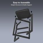 IDEALHOUSE Bar Stools Set of 4, 24.6" Counter Height Backless Barstools, Upholstered PU Leather Seats with Metal X-Frame & Footrest, Modern Kitchen Stools for Home Bar, Dining Room, Black