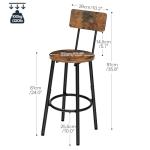 HOOBRO Bar Stools,Set of 2 Round Bar Chairs with Back,25.2" Bar Chairs for Kitchen Island, Dining Room,Counter Height Bar Stools, Easy to Assemble, Rustic Brown and Black BF32BY01G2