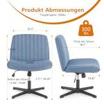 Sweetcrispy Criss Cross Chair Legged, Armless Office Desk Chair No Wheels, Swivel Vanity Chair, Height Adjustable Wide Seat Computer Task Chair, Fabric Vanity Modern Home Chair Blue