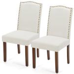 DUMOS Dining Chairs Set of 2, Moden Kitchen Table Chairs with Wooden Legs and Padded Seat for Dining Room Kitchen Living Room Restaurant, Beige
