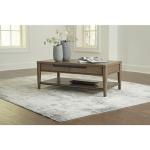 Signature Design by Ashley Roanhowe Contemporary 2-Drawer Coffee Table with Open Lower Shelf and Tapered Legs, Dark Brown
