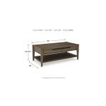Signature Design by Ashley Roanhowe Contemporary 2-Drawer Coffee Table with Open Lower Shelf and Tapered Legs, Dark Brown
