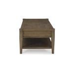 Signature Design by Ashley Roanhowe Contemporary 2-Drawer Coffee Table with Open Lower Shelf and Tapered Legs, Dark Brown