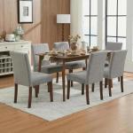 IDEALHOUSE Dining Chairs Set of 6, Farmhouse Tufted Parsons Chairs Stylish Kitchen Chairs Upholstered Fabric Kitchen Chairs with Wood Legs and Padded Seat, for Dining Room, Living Room, Grey