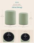 SONGMICS Vanity Stool, Set of 2, Round Storage Ottoman, Small Ottoman Coffee Table, Foot Stool, Removable Lid, for Living Room, Bedroom, Hallway, Easy Assembly, Teddy Fleece, Laurel Green ULOM013CZ01