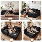 GRUSIGN Cloud Sectional Boneless Couches for Living Room, Modular L Shaped Couch with Deep Seat Oversized Right Facing Chaise, Memory Foam Compressed Spineless 3 Seater Sofa for Apartment, Black