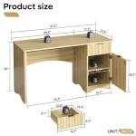 Bestier 47 inch Computer Desk with Drawer, Office Desk with File Cabinet, Modern Executive Desk Adjustable Shelves for Home Office Bedroom Study, Natual Oak
