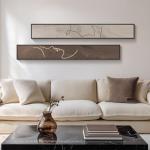 Long Narrow Framed Neutral Abstract Vertical Wall Art Set, 2 Piece Modern Canvas Prints Paintings Artwork for Walls, Beige and Brown Minimalist Pictures for Hallway Entryway Living Room Bedroom Decor