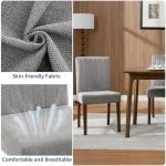 IDEALHOUSE Dining Chairs Set of 6, Farmhouse Tufted Parsons Chairs Stylish Kitchen Chairs Upholstered Fabric Kitchen Chairs with Wood Legs and Padded Seat, for Dining Room, Living Room, Grey