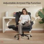 Bestier Criss Cross Chair with Flip-Up Armrests and Headrest, 135° Reclining Swivel Executive Chair with Side Pockets, Big and Tall Computer Desk Chair for Home Office Bedroom, Black Velvet