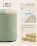 SONGMICS Vanity Stool, Set of 2, Round Storage Ottoman, Small Ottoman Coffee Table, Foot Stool, Removable Lid, for Living Room, Bedroom, Hallway, Easy Assembly, Teddy Fleece, Laurel Green ULOM013CZ01