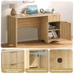 Bestier 47 inch Computer Desk with Drawer, Office Desk with File Cabinet, Modern Executive Desk Adjustable Shelves for Home Office Bedroom Study, Natual Oak