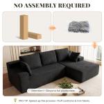 GRUSIGN Cloud Sectional Boneless Couches for Living Room, Modular L Shaped Couch with Deep Seat Oversized Right Facing Chaise, Memory Foam Compressed Spineless 3 Seater Sofa for Apartment, Black