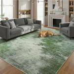 HQAYW 8x10 Large Area Rugs for Living Room, Abstract Washable Soft Modern Rugs, Non Slip Stain Resistant Easy Clean Indoor Carpet for Kids Nursery Dorm Bedroom Kitchen Office Home Decor, Green