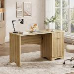 Bestier 47 inch Computer Desk with Drawer, Office Desk with File Cabinet, Modern Executive Desk Adjustable Shelves for Home Office Bedroom Study, Natual Oak