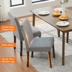 IDEALHOUSE Dining Chairs Set of 6, Farmhouse Tufted Parsons Chairs Stylish Kitchen Chairs Upholstered Fabric Kitchen Chairs with Wood Legs and Padded Seat, for Dining Room, Living Room, Grey